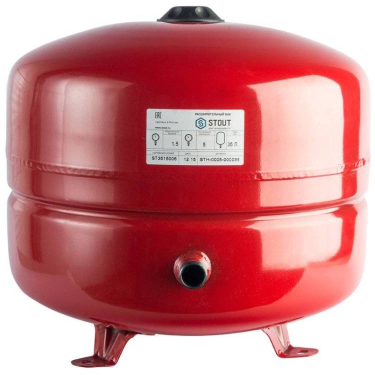 Мембранный бак для систем отопления Stout с диафрагмой 35 л, STH-0005-000035