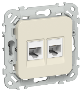 Розетка компьютерная RJ45 2-местная IEK Flite FI-K22-2-K86 сливочный