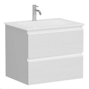 Тумба под раковину Sancos Folk FL60W подвесная, с рельефным фасадом, bianco