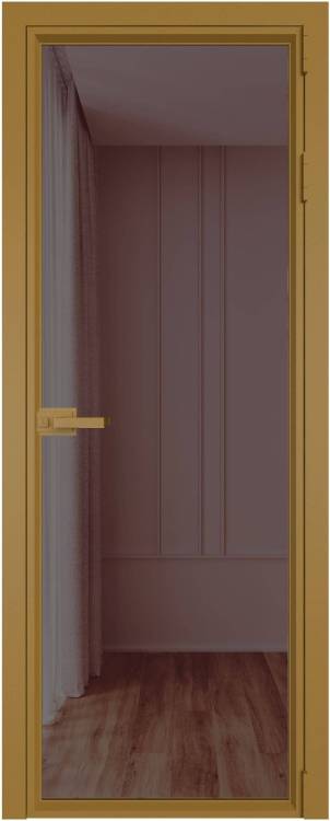 Межкомнатная дверь Profil Doors 1 AV цвет профиля Золото, стекло безопасное 6 мм золотистая бронза 600x2000
