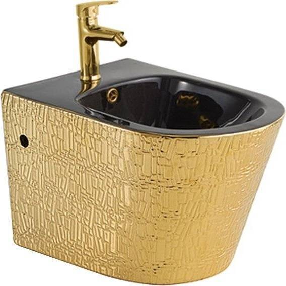 Биде подвесное Vincea Piatti VB1-11G1B черно-золотое