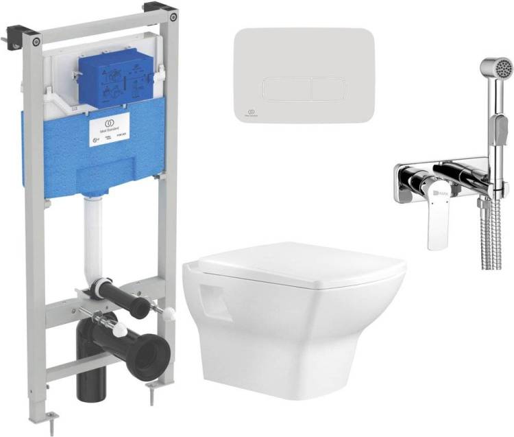 Комплект Унитаз подвесной Bien Dor + Система инсталляции для унитазов Ideal Standard ProSys + Кнопка смыва белая + Гигиенический душ