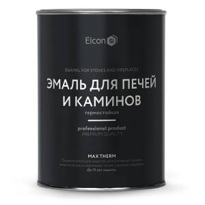 Эмаль термостойкая для печей и каминов Elcon черная до 1200С 0.8 кг