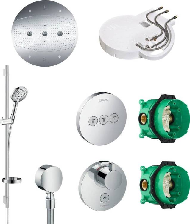 Душевой комплект Hansgrohe Raindance Rainmaker 600 (3 jet) 26117000 + 28412180 + 26631000 + 27506000 + 15742000 + 15745000