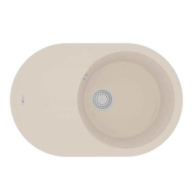 Кухонная мойка Lemark LACHA 760 9910060 врезная овальная с крылом из кварцгранита шампань