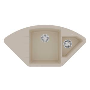 Кухонная мойка Lemark IRKANA 980 9910044 врезная угловая с доп. чашей и крылом из кварцгранита бежевый