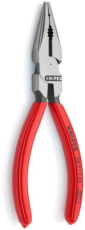 Плоскогубцы KNIPEX комб. острокон. с удл. губками, рез: провол. ср. d 3 мм, твёрд. d 2 мм, кабель d 8 мм, L-145 мм, чёрн., 1К ручки