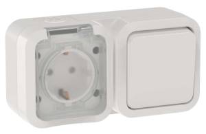 Розетка+Выключатель 1-клавишный IEK Tors TS-G10-6-55-V-K01 белый