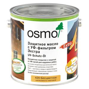Защитное масло с УФ-фильтром (с биоцидами) Osmo UV-Schutz-Öl Extra 420 бесцветное шелковисто-матовое 25 л