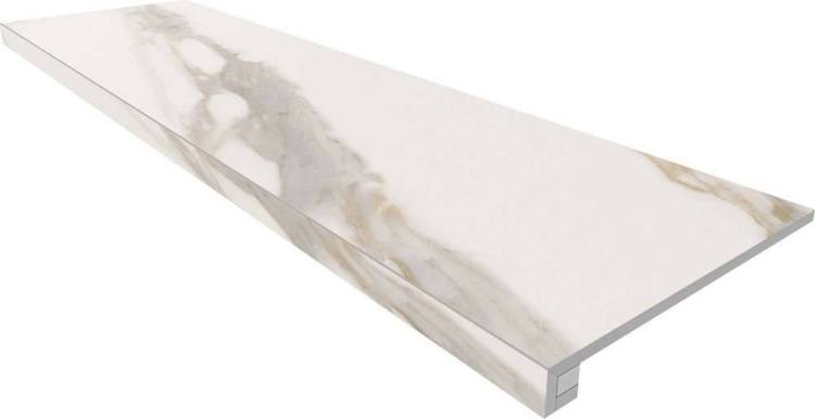 Ступень Estima Miramare 70543 Set/Steptrade/RM01_NS/33x120/Riser/RM01_NS/14,5x120 White неполированная с бортиком 33x120 + Подступенок 14.5x120