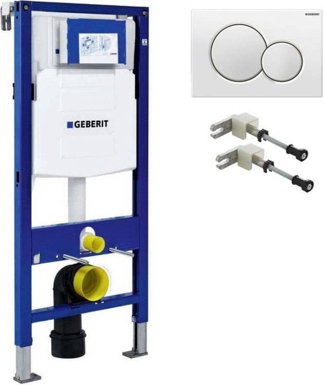 Система инсталляции для унитазов Geberit Duofix UP320 111.300.00.5 с белой кнопкой смыва и креплениями