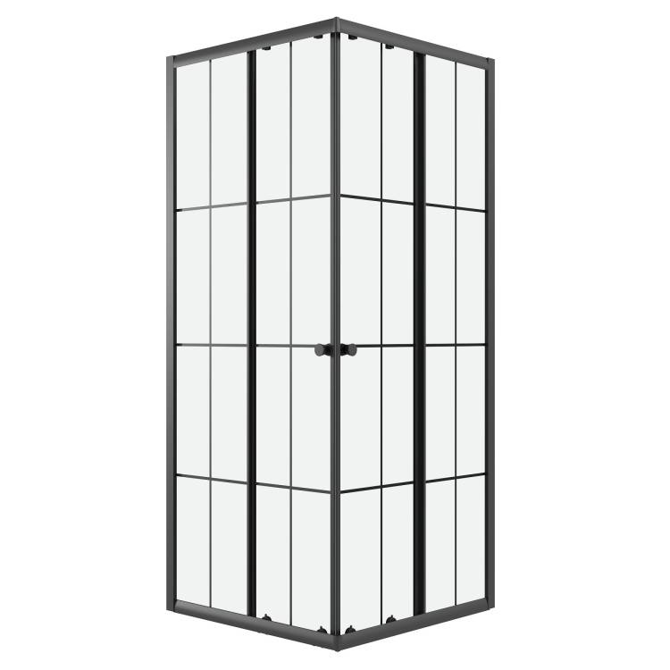 Душевой уголок Niagara Eco NG-1010-14QKL профиль черный матовый, стекло с узором, 100x100x190