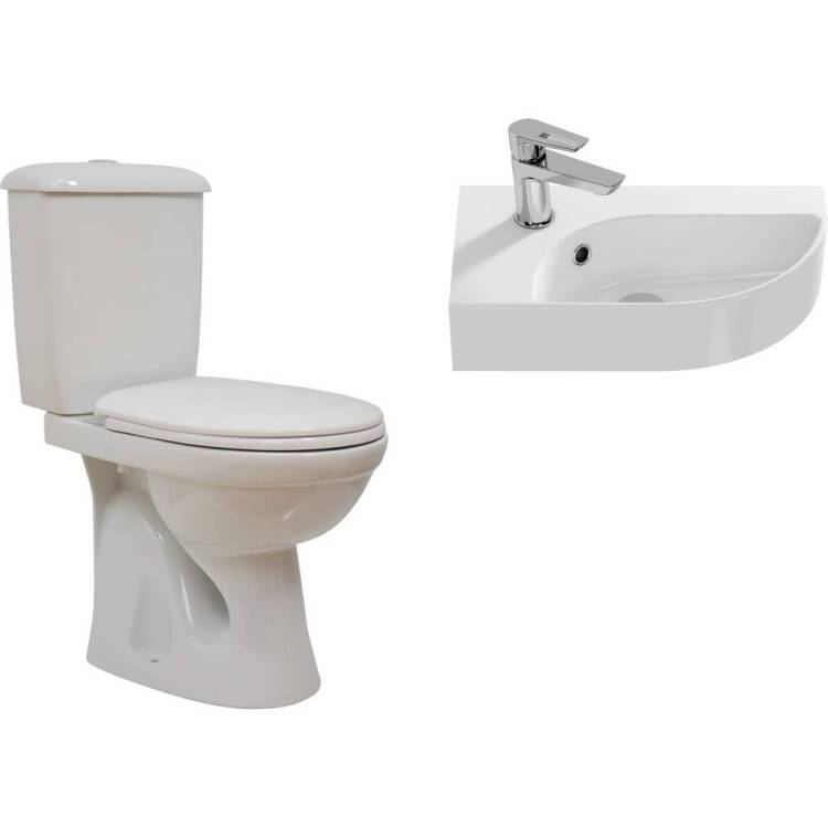 Комплект Унитаз-компакт Оскольская керамика Суперкомпакт Стандарт + Рукомойник Cersanit CAMEO 45 левый