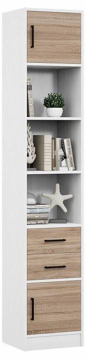 Стеллаж комбинированный МФ Мастер Либерти-41-128 Либерти-41-БТ-ДС-128 белый / дуб сонома