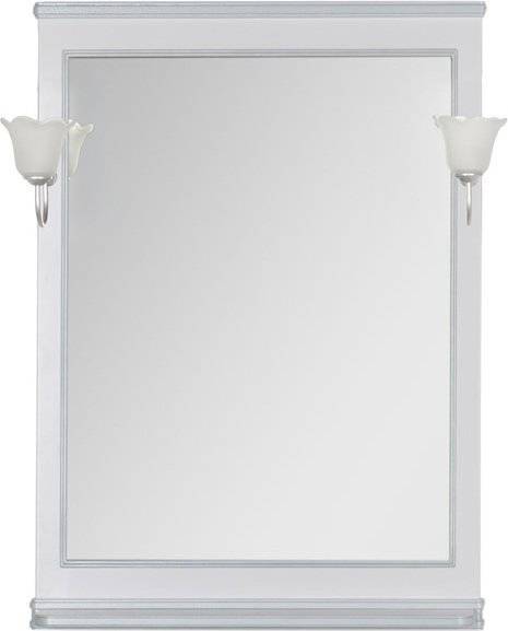 Зеркало Aquanet Валенса 80 белый краколет, серебро, с полкой