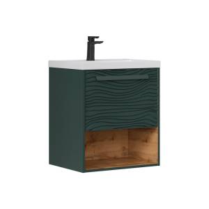 Тумба под раковину Equil Gleam tpGLEAM60.1Y.N-34 подвесная, зеленый камень, дуб вотан, 59x45