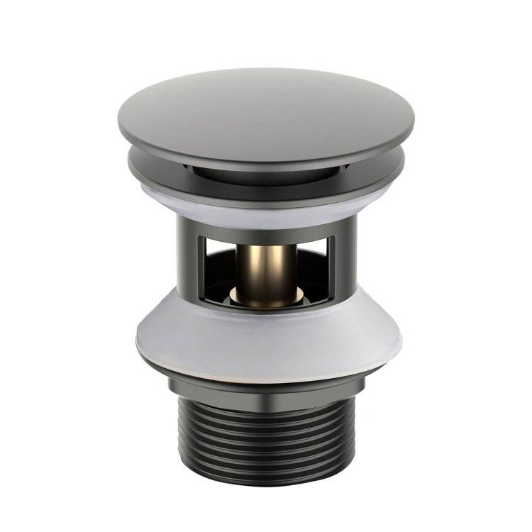 Донный клапан для раковины Aquatek AQ6002BGM с переливом, черный хром шлифованный