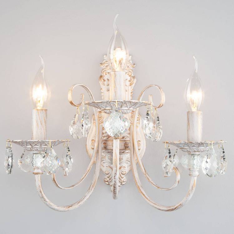 Бра Eurosvet Alda 3305/3 белый с золотом/прозрачный хрусталь Strotskis