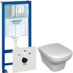 Комплект Унитаз Jacob Delafon Vox EDM102-00 + Крышка-сиденье E20142-00 + Инсталляция Grohe Rapid SL 38775001 4 в 1 с кнопкой