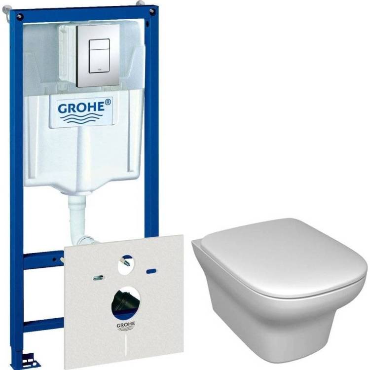 Комплект Унитаз Jacob Delafon Vox EDM102-00 + Крышка-сиденье E20142-00 + Инсталляция Grohe Rapid SL 38775001 4 в 1 с кнопкой