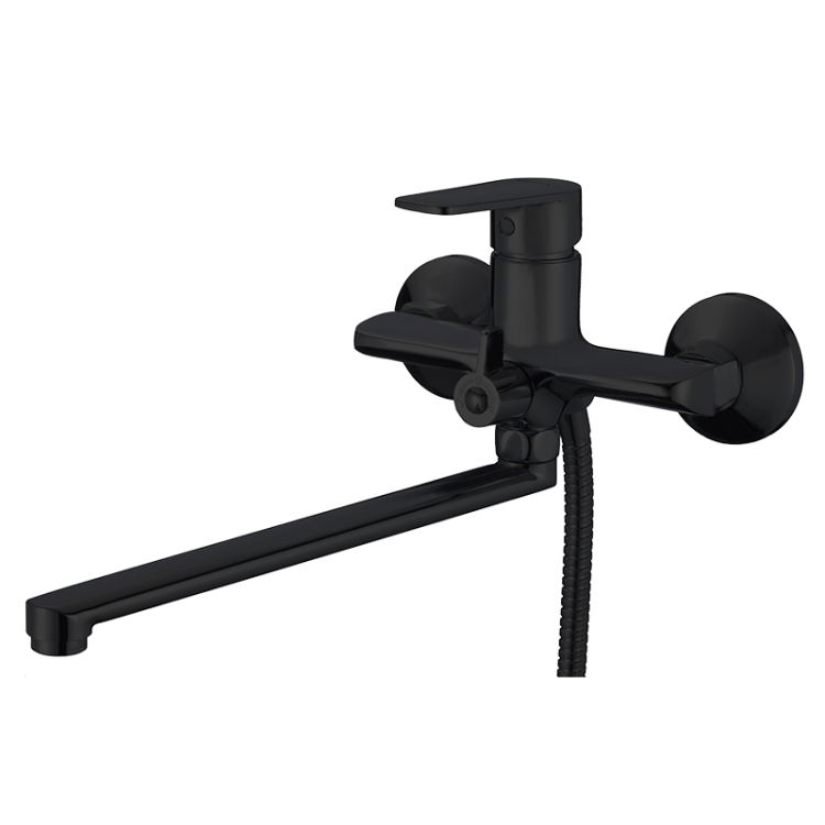 Смеситель для ванны Osgard Platt Black 87223 с длинным изливом, черный