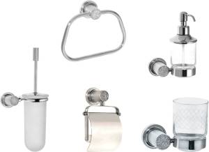 Набор Boheme Royal Cristal Ершик Chrome + Стакан Chrome + Дозатор Chrome + Держатель туалетной бумаги Chrome + Полотенцедержатель Chrome