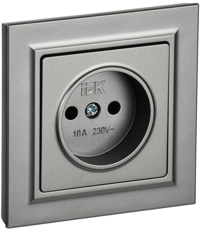 Розетка 1-местная IEK Brite BR-R10-10-K46-F сталь