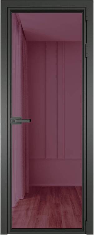 Межкомнатная дверь Profil Doors 1 AV цвет профиля Серая ночь, стекло безопасное 6 мм фиолетовое шпион 800x2000