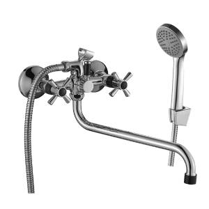 Смеситель для ванны Decoroom DR51 DR51045-Black двуручный универсальный с поворотным изливом 300 мм Хром/черный