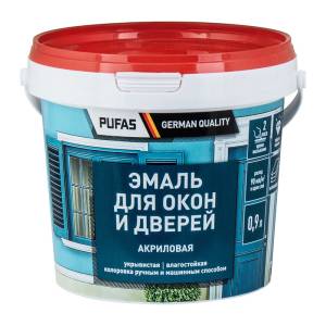 Эмаль акриловая универсальная Pufas для окон и дверей морозостойкая 0.9 л