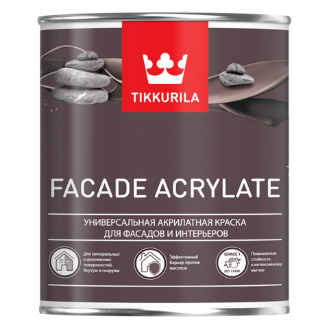 TIKKURILA FACADE ACRYLATE краска акрилатная, универсальная для фасадов и интерьеров, база C (0,9л)