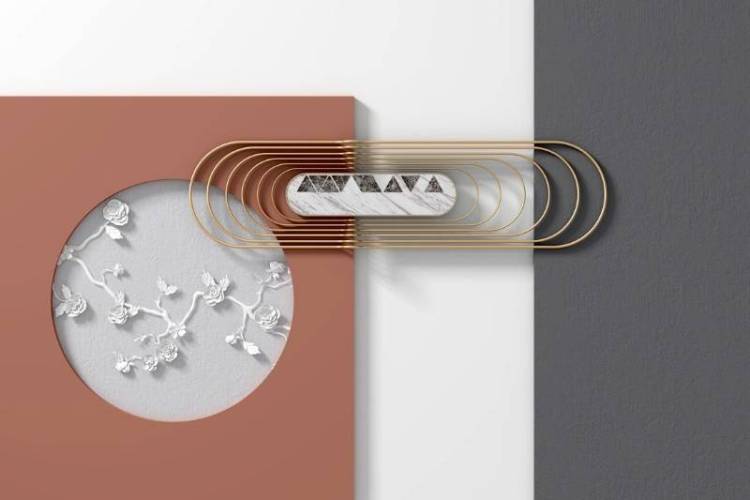 3D Фотообои Artegrafico «Композиция с цветочным барельефом» OP-022 песок