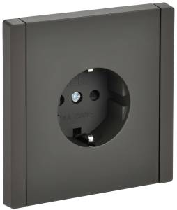 Розетка 1-местная с заземлением и шторками IEK Forte&Piano FP-R14-16-K03 серый