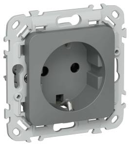 Розетка 1-местная с заземлением IEK Flite FI-R11-16-K80 мокрый асфальт