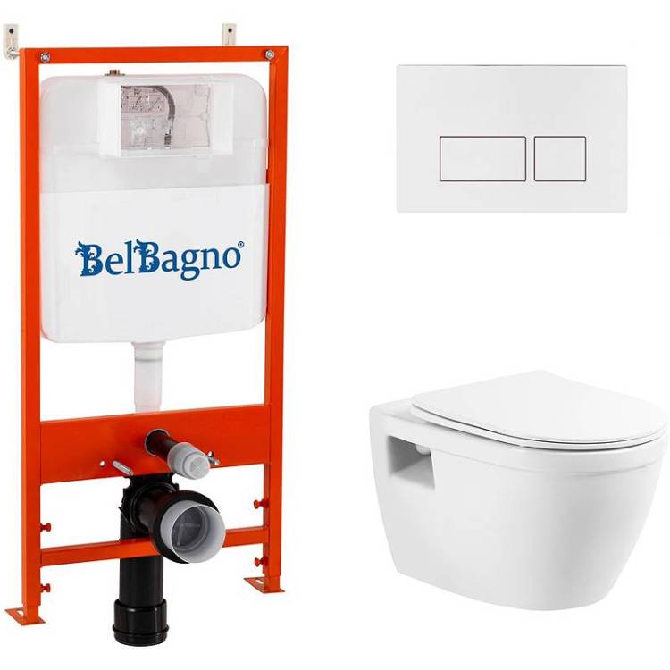 Комплект Belbagno Loto BB070CHR/SC/BB026/BB042BL кнопка белая