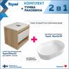 Тумба с раковиной Teymi Ritta подвесная, дуб, белый, 55 см, с раковиной Martta 50 фото 2