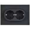 Розетка 2-местная с заземлением и шторками IEK Forte&Piano FP-R24-16-1-M-K02 черный фото 4