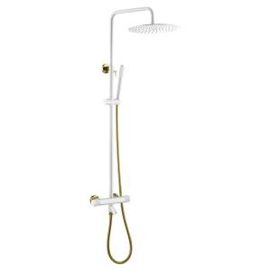 Душевая стойка Boheme Uno 468-T-WG золотая, белая, с термостатом