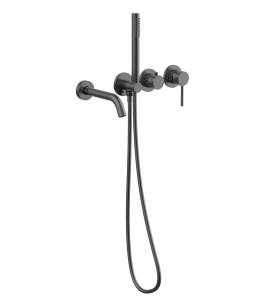 Смеситель для ванны Vincea Groove VBTW-4G1GM встраиваемый, вороненая сталь