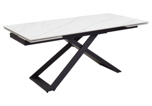 Стол Woodville Livorno 493164 Matt white marble sintered stone/black 180(260)x90x76