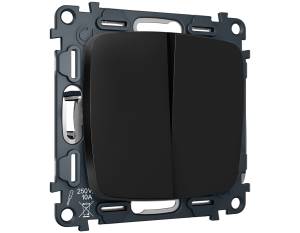 Комплект механизма 2-клавишного перекрестного выключателя Ambrella Volt MO MO803030 черный матовый