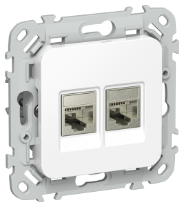 Розетка телефонная RJ11+Ethernet RJ45 IEK Flite FI-KT21-1-K01 белый