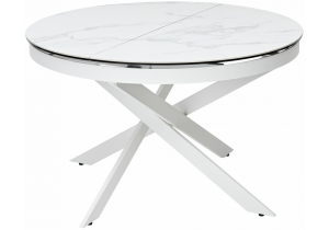 Стол Woodville Trento 368774 high gloss statuario белый мрамор глянцевый/керамика/белый 120(170)x120x76