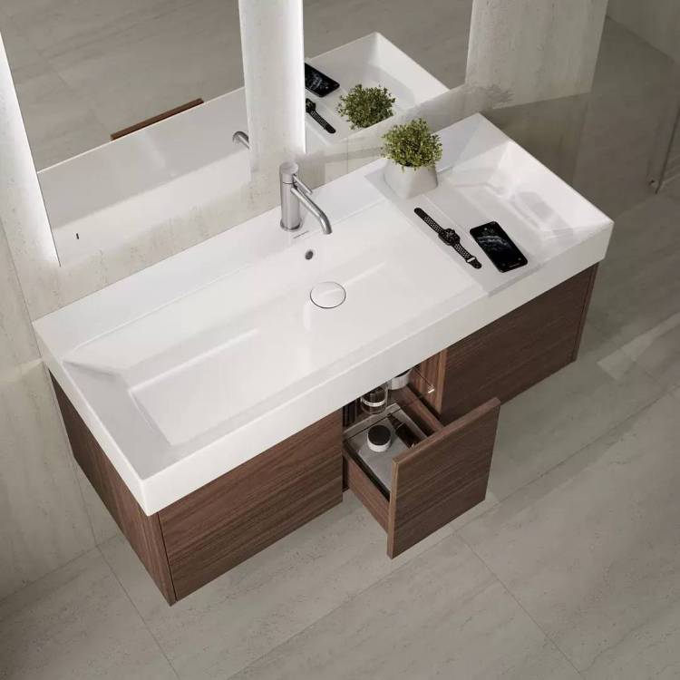 Тумба с раковиной Kerama Marazzi Grande структурированный орех, 120 см, раковина GR.wb.120