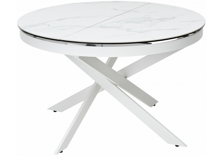 Стол Woodville Trento 368774 high gloss statuario белый мрамор глянцевый/керамика/белый 120(170)x120x76