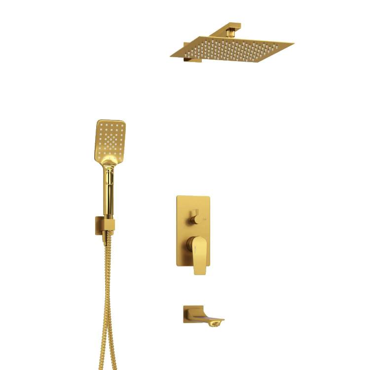 Душевой комплект Wasserkraft A175571 с верхней душевой насадкой, золотой, встраиваемый, с изливом, с лейкой