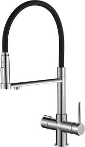 Смеситель для кухни ZorG Steel Hammer SH 2003 CR хром, с гибким изливом