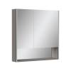 Зеркало-шкаф Equil Smile szSMILE80 с подсветкой и розеткой, лен антрацит, 80x80 фото 2