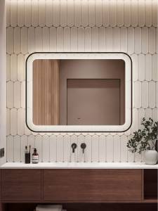 Зеркало Art&Max Latina AM-Lat-900-700-DS-N-Nero с подсветкой, 91x70 см