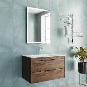 Тумба с раковиной Vincea Chiara 2D 800 2 выкатных ящика, C.Oak, раковина белая